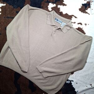 Vintage Untied Textured Knit Shirt Tan Beige Boho Grandpacore Lg Made in S Korea